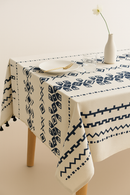 Nappe imprimé pivoines style ins avec pompons décoratifs