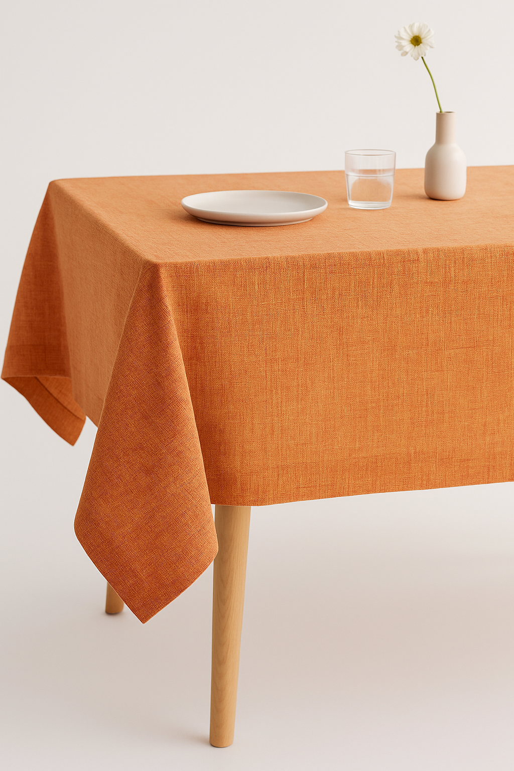 Nappe japonaise unie beige lavable polyester élégante table - vue 2 sur 2