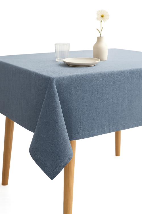 Nappe japonaise unie beige lavable polyester élégante table - vue 2 sur 2