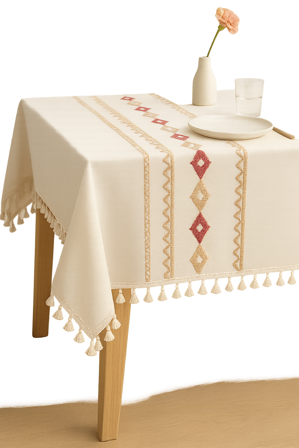 Nappe moderne motif losanges brodés imperméable antitache - vue 2 sur 2