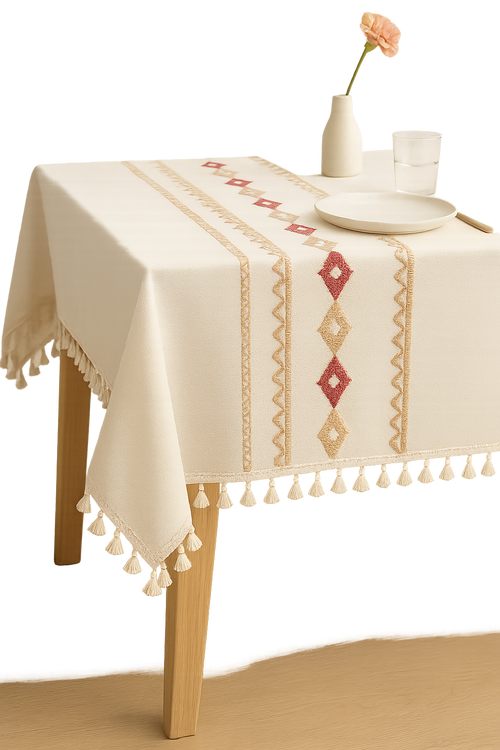 Nappe moderne motif losanges brodés imperméable antitache - vue 2 sur 2