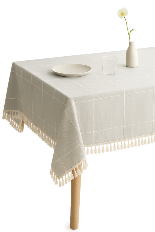 Nappe moderne rayée imperméable polyester coton pour table - vue 2 sur 2