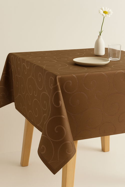 Nappe motif damassé floral imperméable facile entretien maison - vue 2 sur 2