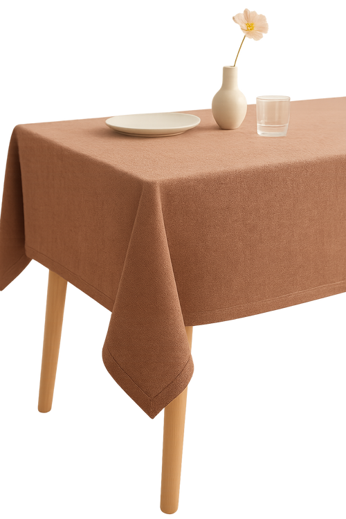 Nappe polyester unie style japonais beige lavable table - vue 2 sur 2