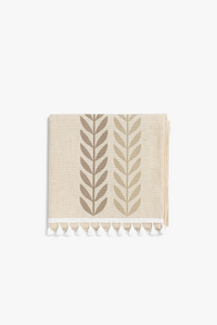Nappe rustique brodée feuilles de café décoration table