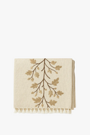 Nappe rustique brodée feuilles de café décor cuisine