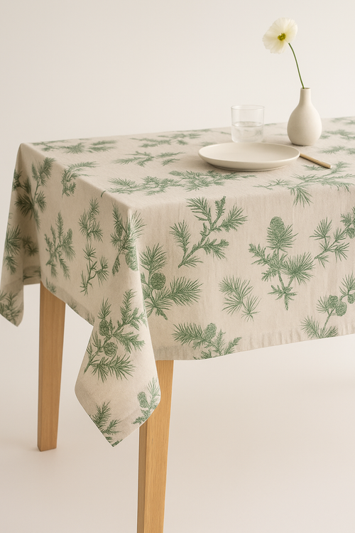 Nappe style américain motif feuilles imperméable table cuisine - vue 2 sur 2