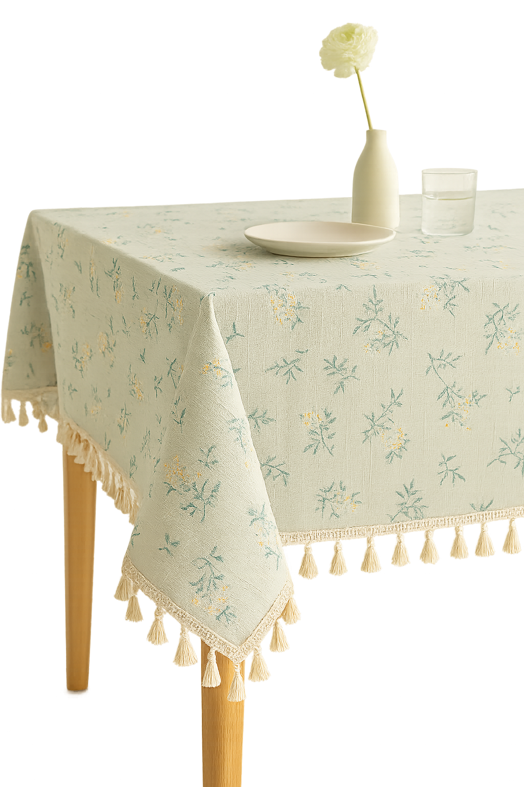 Nappe style champetre dentelle marguerite pompons table cuisine - vue 2 sur 2
