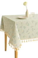 Nappe style champetre dentelle marguerite pompons table cuisine