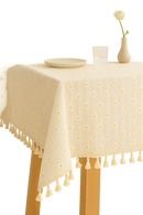 Nappe style pastoral dentelle marguerite pompons table reception