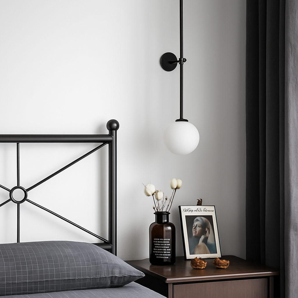 Nordic Denmark Glass Ball Wall Lamp Sconce Light Fixture - vue 6 sur 8