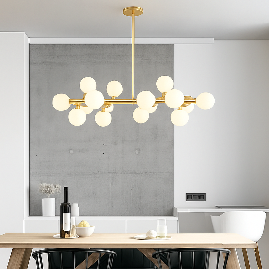 Nordique LED ronde lustre boule de verre or noir suspension lampe restaurant cuisine salon anneau décor à la maison luminaires - vue 4 sur 24