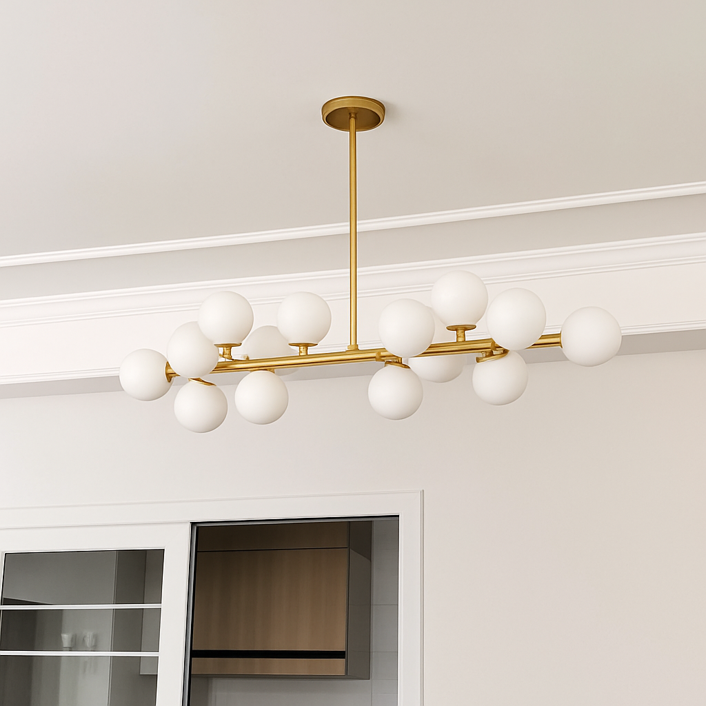 Nordique LED ronde lustre boule de verre or noir suspension lampe restaurant cuisine salon anneau décor à la maison luminaires - vue 6 sur 24