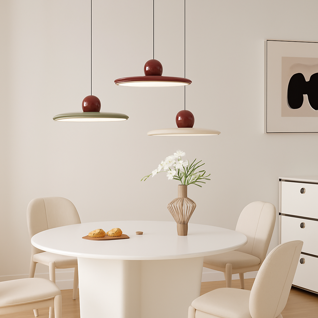 Nordique LED Suspension Lumière Crème Vent Soucoupe Volante Lampes Pour Salon Chambre Chevets Restaurant Hôtel Éclairage Intérieur - vue 3 sur 18
