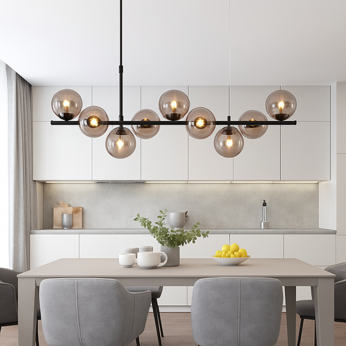 Nordique moderne suspension LED or lumière boule de verre 11 têtes lampe suspendue pour cuisine salon salle à manger Suspension Luminaire Design - vue 3 sur 9