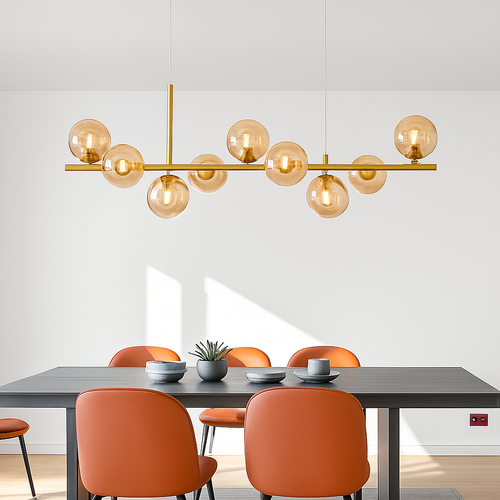 Nordique moderne suspension LED or lumière boule de verre 11 têtes lampe suspendue pour cuisine salon salle à manger Suspension Luminaire Design - vue 4 sur 9