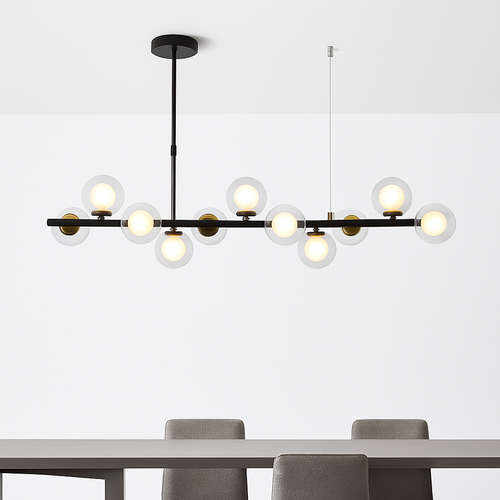 Nordique moderne suspension LED or lumière boule de verre 11 têtes lampe suspendue pour cuisine salon salle à manger Suspension Luminaire Design - vue 2 sur 9
