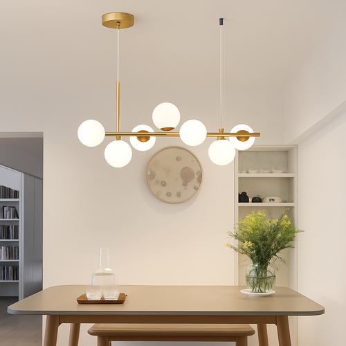 Nordique moderne suspension LED or lumière boule de verre 11 têtes lampe suspendue pour cuisine salon salle à manger Suspension Luminaire Design - vue 6 sur 9