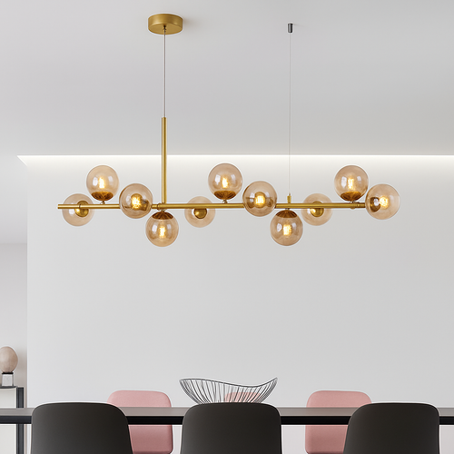 Nordique moderne suspension LED or lumière boule de verre 11 têtes lampe suspendue pour cuisine salon salle à manger Suspension Luminaire Design - vue 7 sur 9