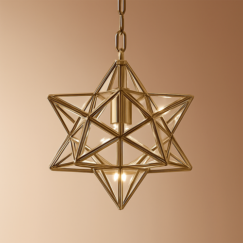 Nordique plein cuivre Art étoile verre suspension lampe géométrique rétro Bronze décor à la maison bars café allée suspendus luminaires - vue 2 sur 8