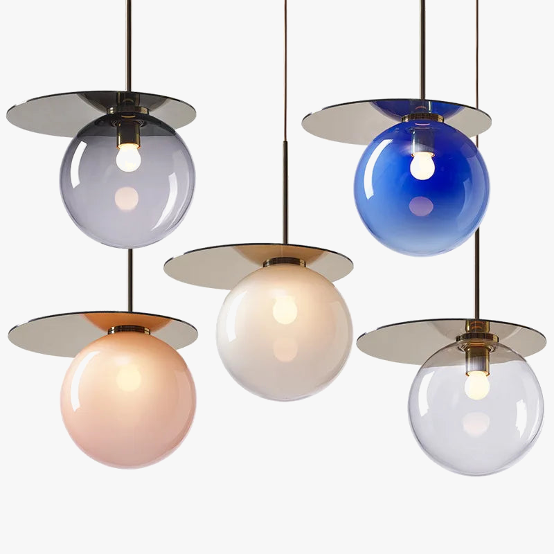 Design UFO Suspension Lumière Ronde Fer Danemark Boule De Verre Coloré LED Suspension Luminaire Maison Cuisine Suspension