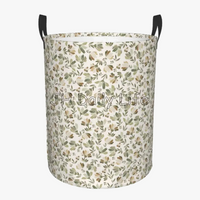 panier à linge circulaire vintage à fleurs pliable