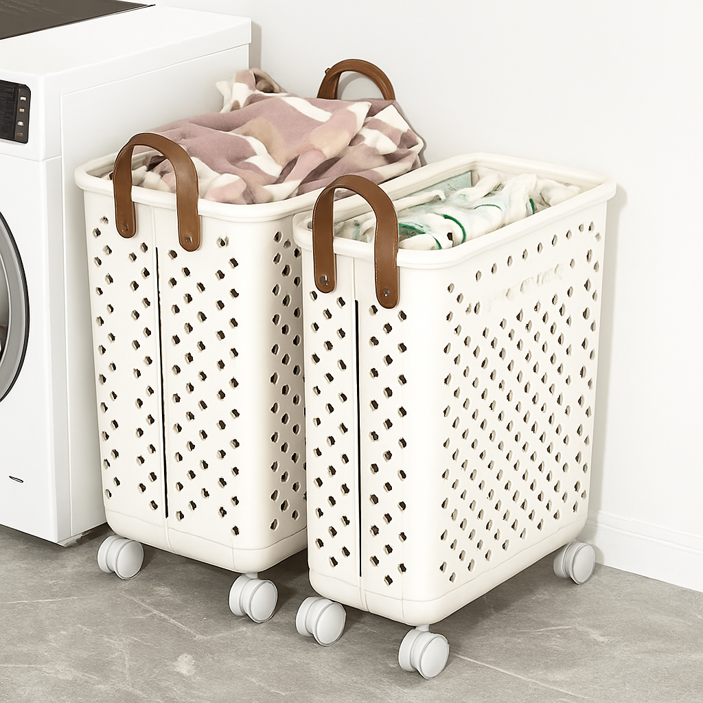panier pliable multifonctionnel avec roulettes grande capacité rangement pratique - vue 3 sur 14