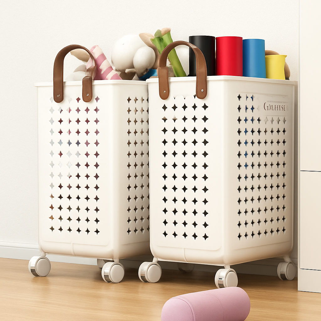 panier pliable multifonctionnel avec roulettes grande capacité rangement pratique - vue 5 sur 14