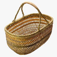 panier à provisions en osier avec poignée en bambou pour le jardin
