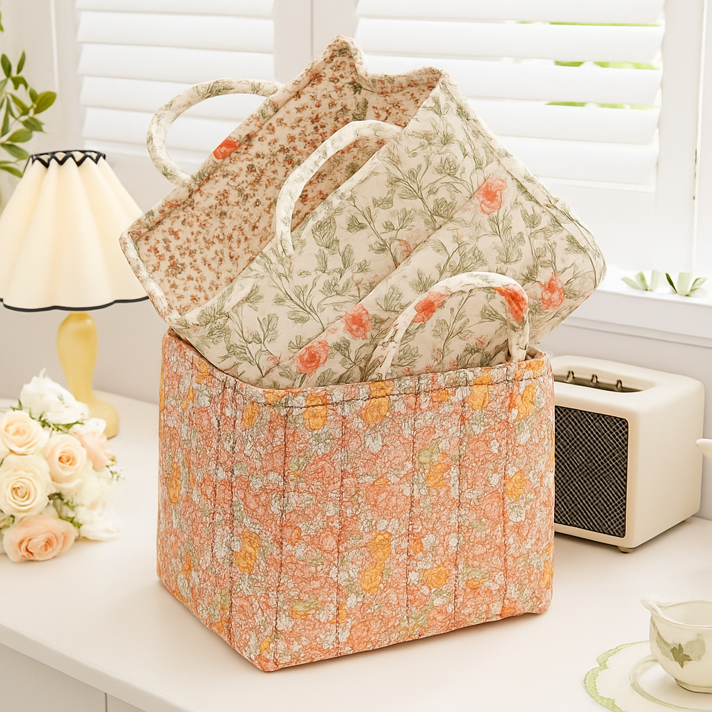 paniers de rangement en tissu grande capacité avec poignées pratiques - vue 3 sur 15