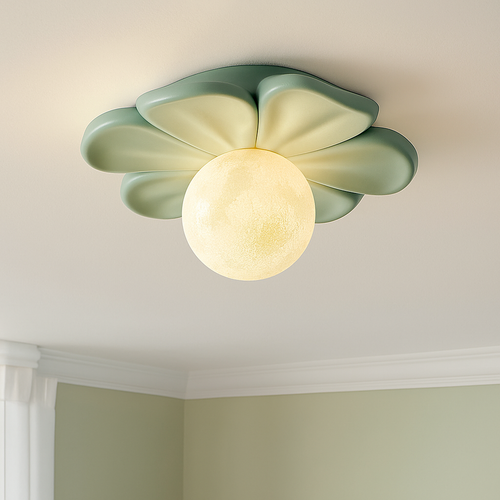plafonnier 3d en forme de lune fleur en résine décorative - vue 3 sur 10