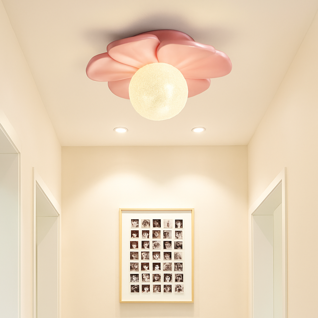 plafonnier 3d en forme de lune fleur en résine décorative - vue 3 sur 10
