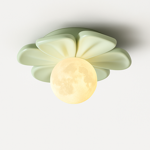 plafonnier 3d en forme de lune fleur en résine décorative - vue 2 sur 10