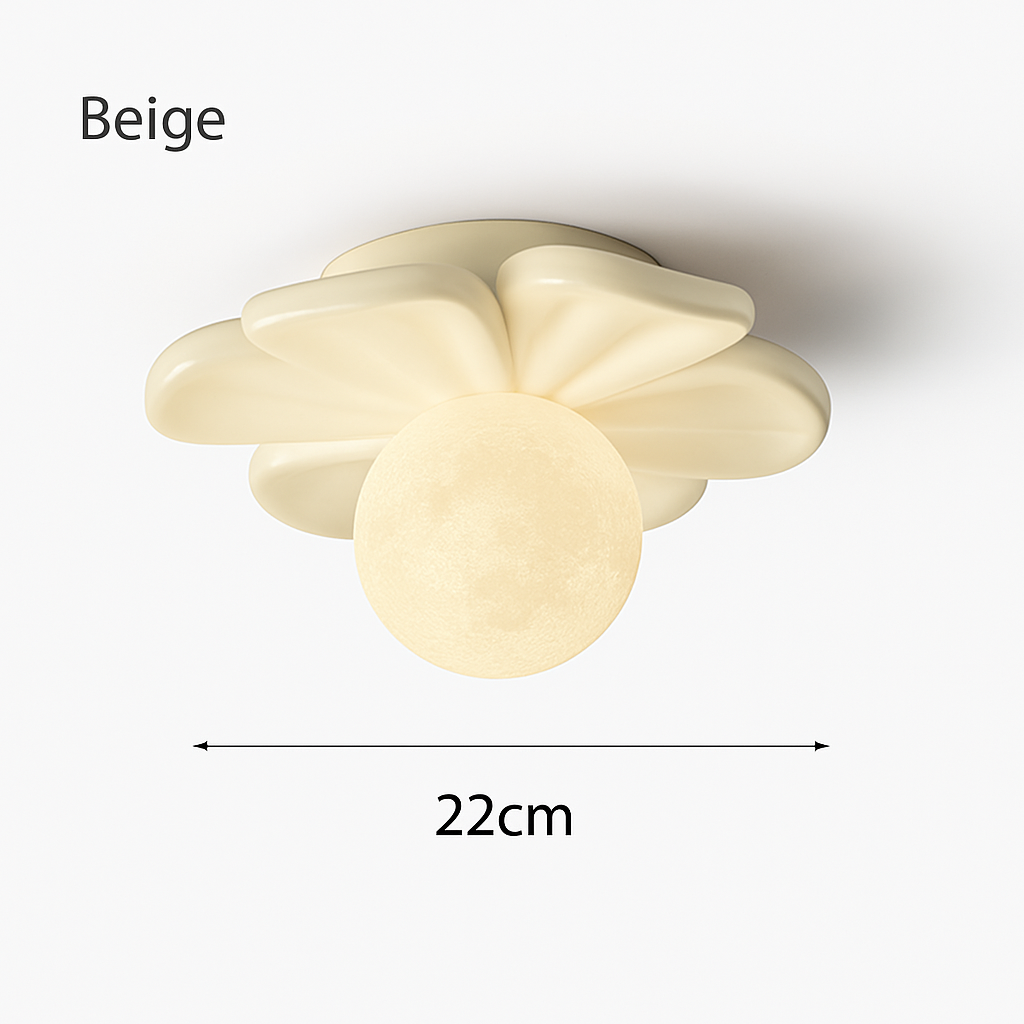 plafonnier 3d en forme de lune fleur en résine décorative - vue 6 sur 10