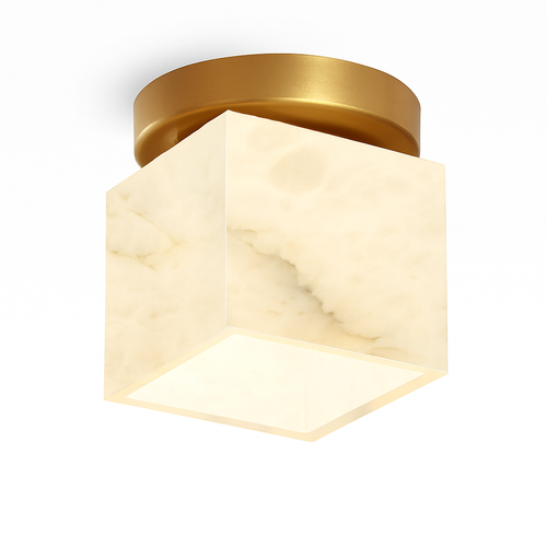 Plafonnier Boule de marbre lumière d'entrée Led luxe en laiton doré petit carré toilettes chambre balcon allée Luminaire - vue 2 sur 8