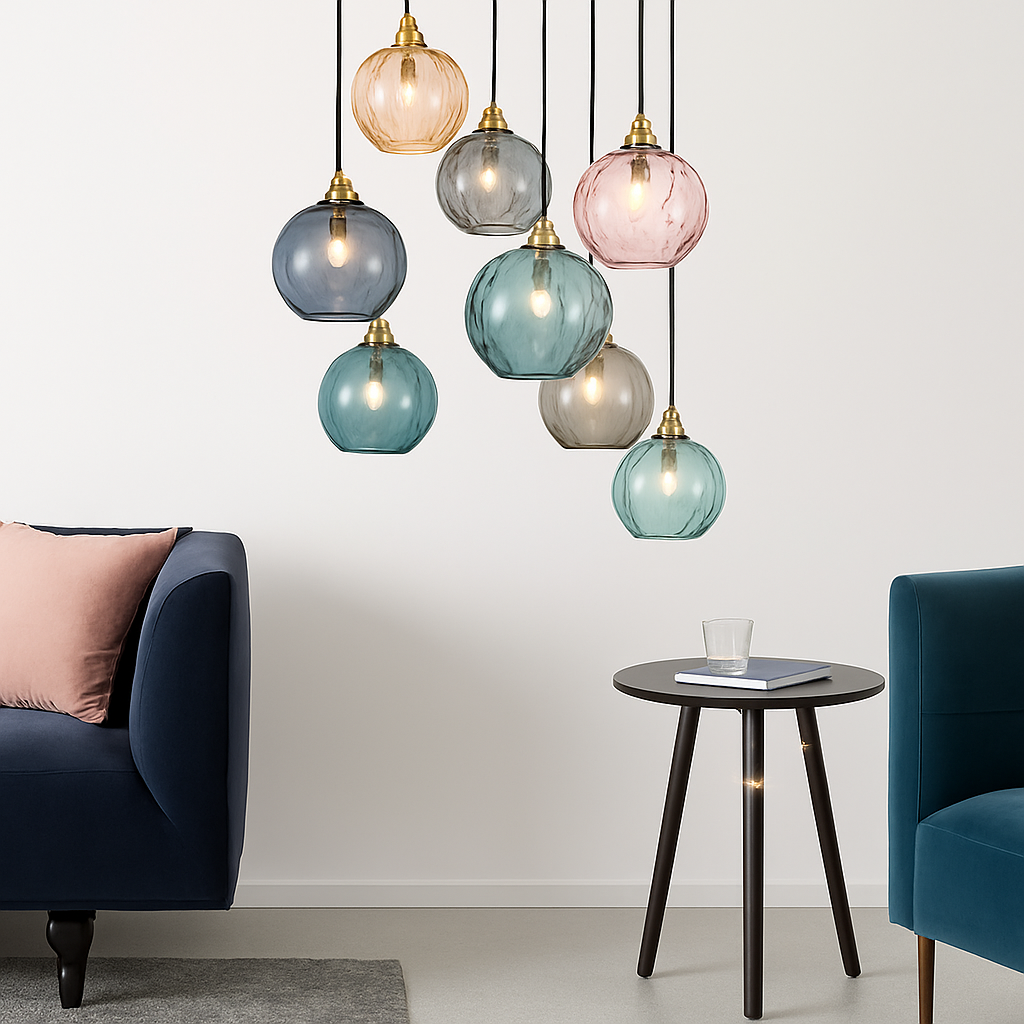 plafonnier classique en verre coloré design nordique pour intérieur - vue 5 sur 30