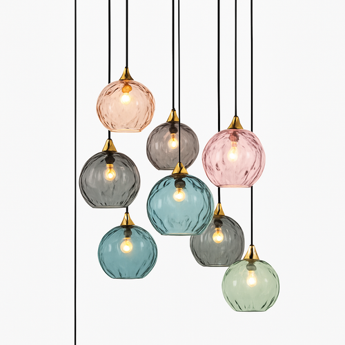 plafonnier classique en verre coloré design nordique pour intérieur - vue 7 sur 30