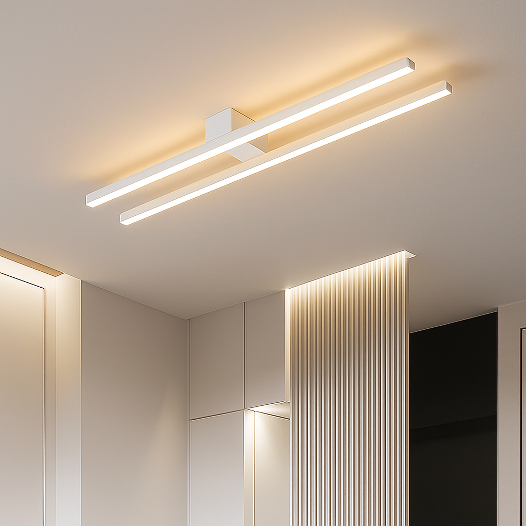 Plafonnier design industriel LED avec barre lumineuse Warren - vue 3 sur 9