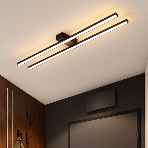 Plafonnier design industriel LED avec barre lumineuse Warren - vue 2 sur 9