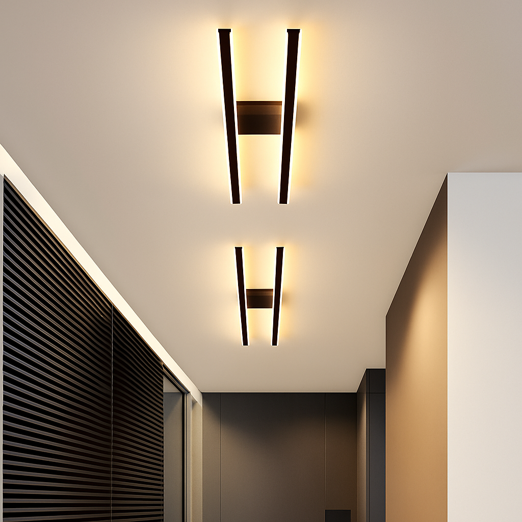 Plafonnier design industriel LED avec barre lumineuse Warren - vue 4 sur 9