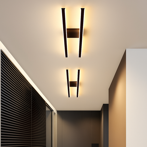 Plafonnier design industriel LED avec barre lumineuse Warren - vue 5 sur 9