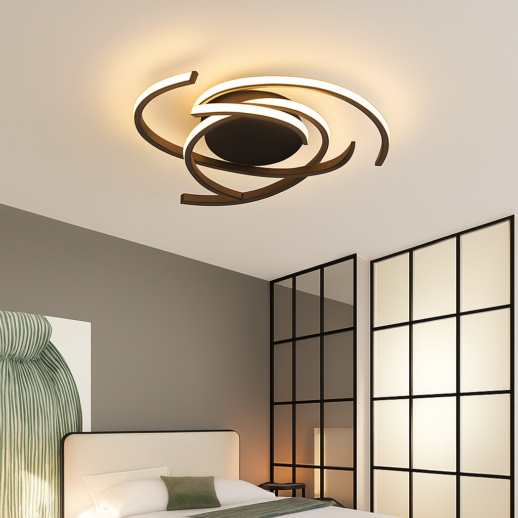 Plafonnier design LED avec des semi-cercles entrelacés Dilia - vue 3 sur 6