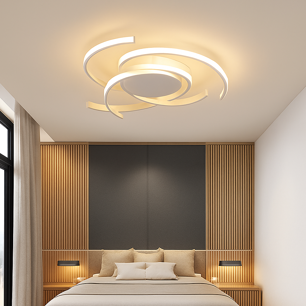 Plafonnier design LED avec des semi-cercles entrelacés Dilia - vue 6 sur 6