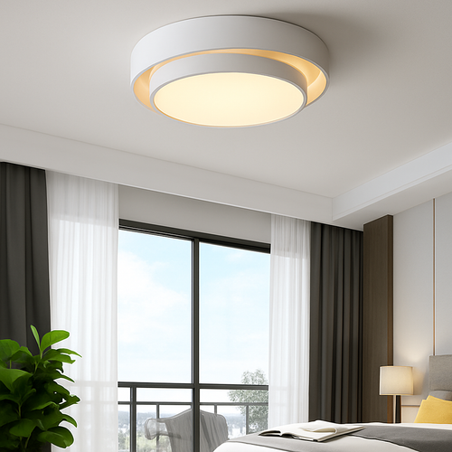 Plafonnier design LED avec double abat-jour arrondi Isaiah - vue 2 sur 5