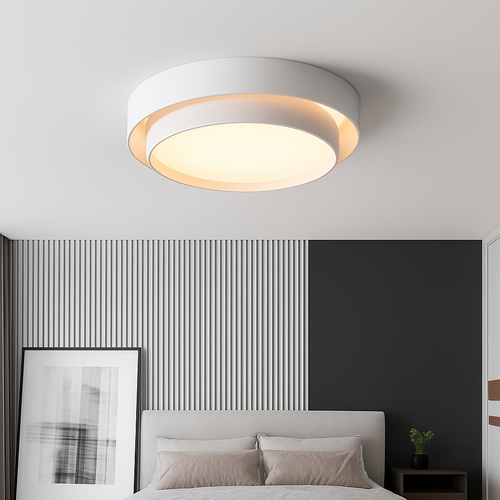 Plafonnier design LED avec double abat-jour arrondi Isaiah - vue 3 sur 5