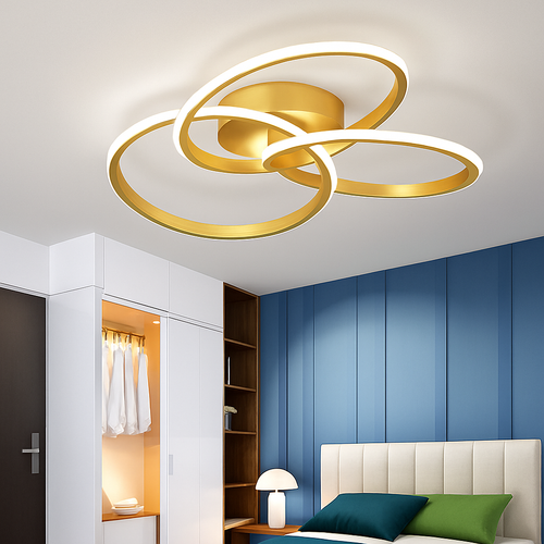 Plafonnier design LED avec plusieurs anneaux en métal Loft - vue 3 sur 10