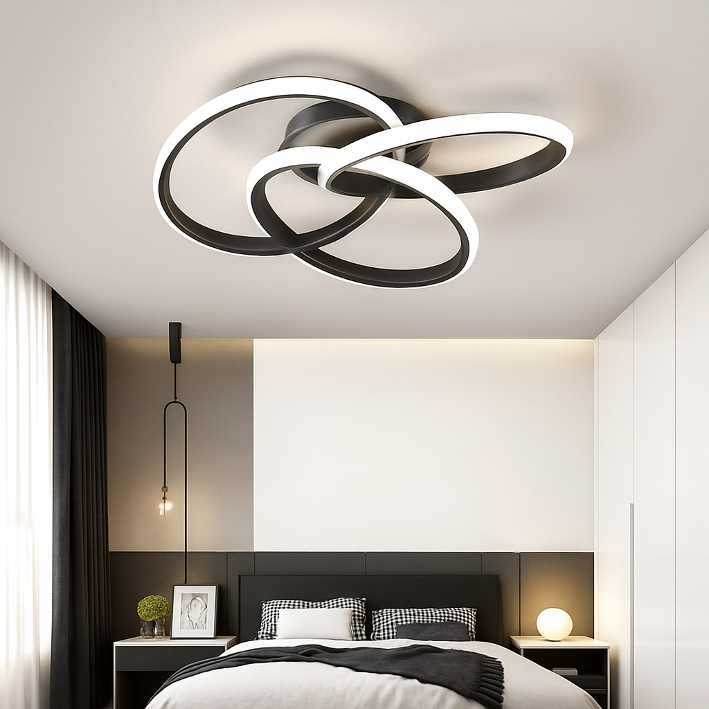 Plafonnier design LED avec plusieurs anneaux en métal Loft - vue 4 sur 10