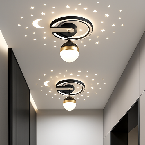 Plafonnier design LED avec projection étoiles - vue 3 sur 14
