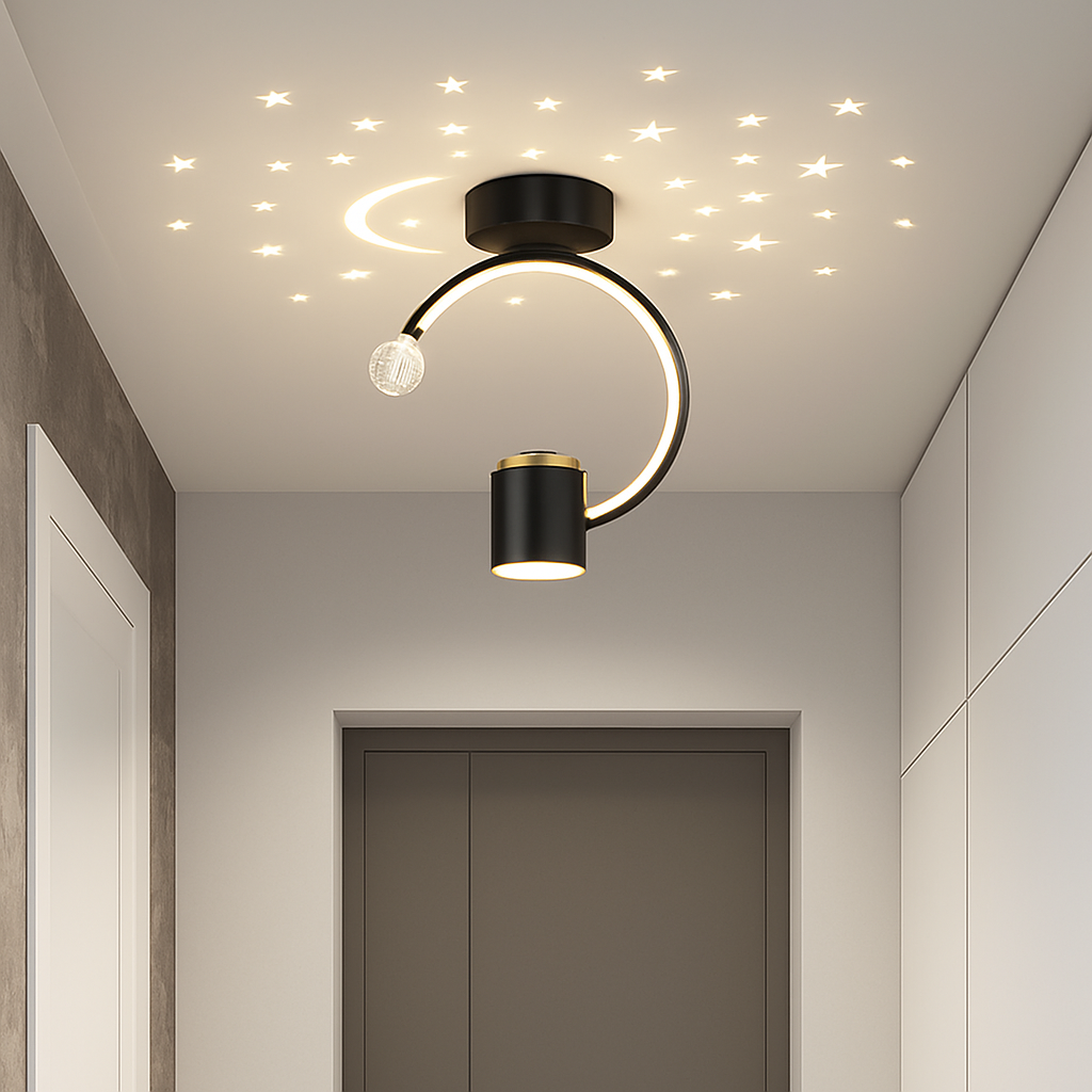 Plafonnier design LED avec projection étoiles - vue 6 sur 14