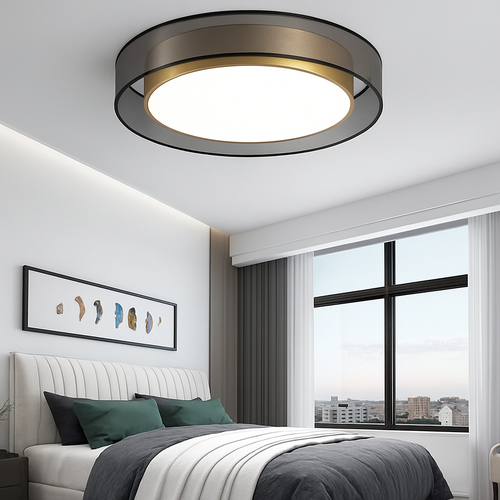 Plafonnier design LED doré avec disque Loft - vue 3 sur 6